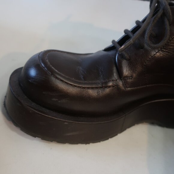 Womens Paloma Barcelo Dark Brown Leather Platform Shoe Bootie 38 US/7.5 - 8 - Picture 6 of 16